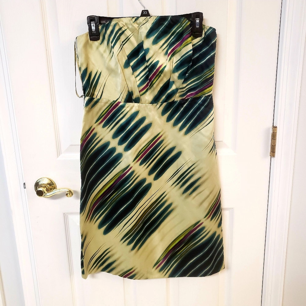 3/$30 Limited Green Silk Strapless Dress